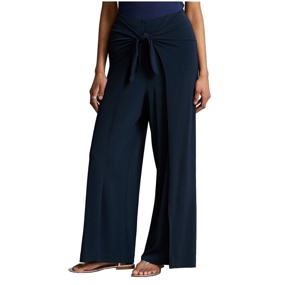 Polo Ralph Lauren Women's Wide Open Leg Wrap Tie Front Palazzo Pants Large L